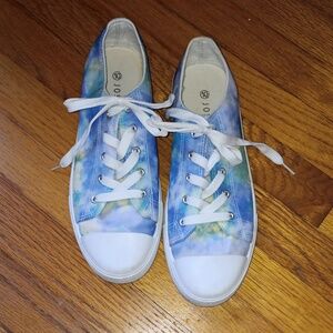 JosiNY  Blue, White & Yellow Tie-Dyed Sneakers ■ Size 10